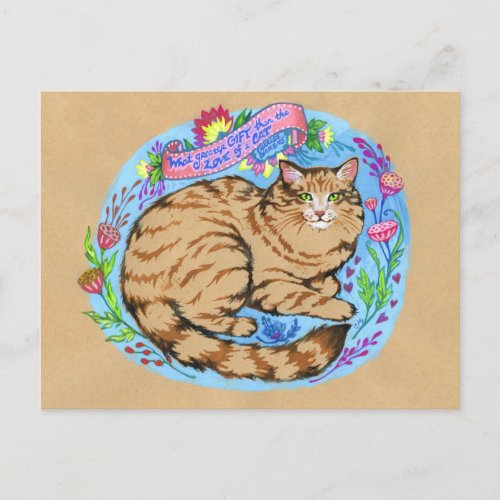 Cat Quote Art Whimsical Animal Postcard