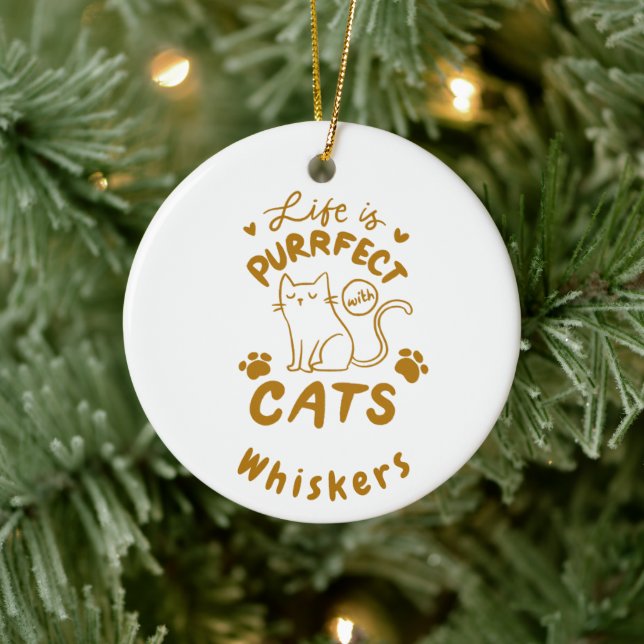 Cat Quote Pet Name Ceramic Ornament (Tree)