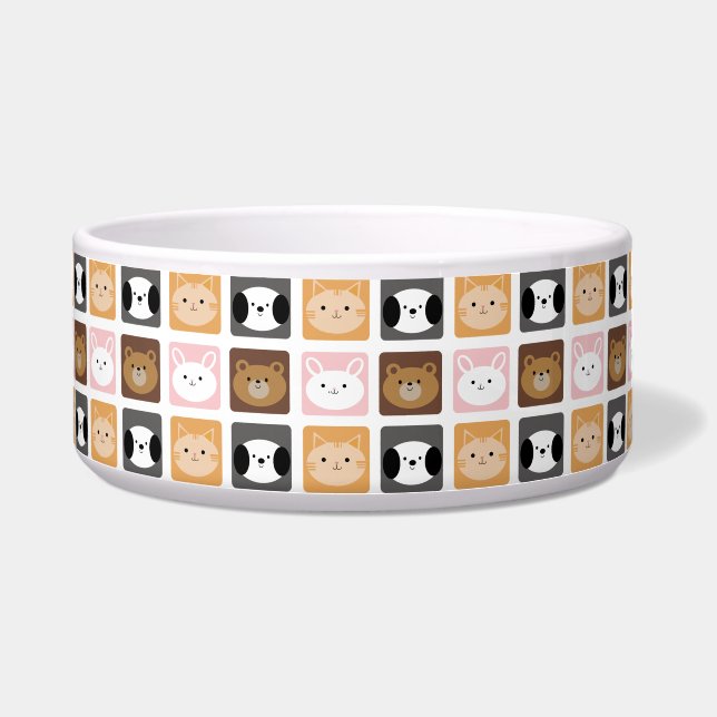 Cat, Rabbit, Dog and Bear pattern Bowl (Front)