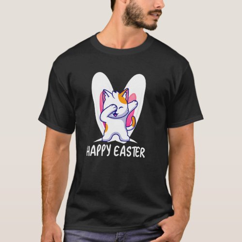 Cat Rabbit Happy Easter Day Eggs Dab Boys Girls Ki T_Shirt