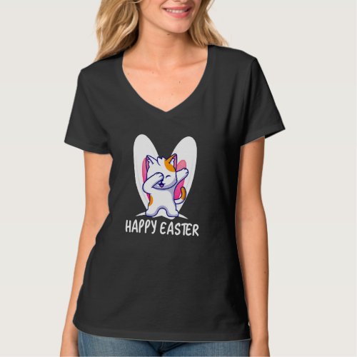 Cat Rabbit Happy Easter Day Eggs Dab Boys Girls Ki T_Shirt