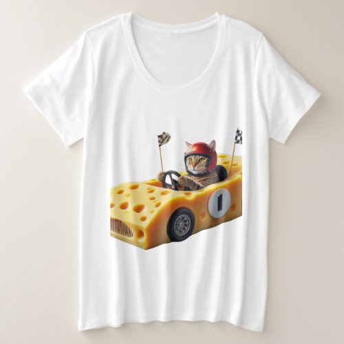 Cat Race Car Cheese Driver Plus Size T_Shirt