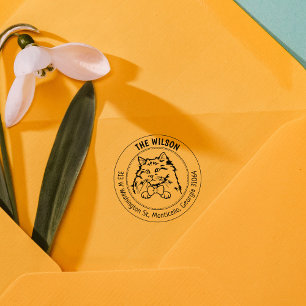 Cat Rag Doll Family Return Address Rubber Stamp