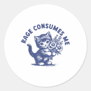 Cat Rage Consumes Me Classic Round Sticker