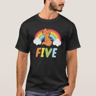 Cat Rainbow 5th Birthday Kids Boys Girls Pre-K Kit T-Shirt