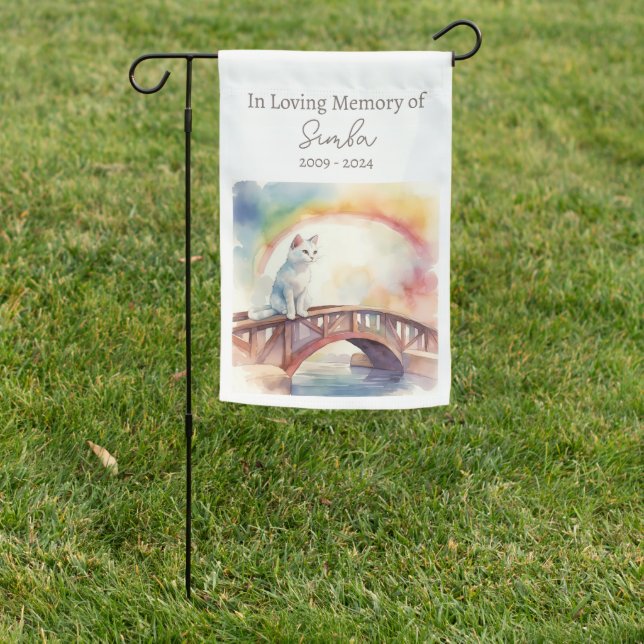 Cat Rainbow Bridge Photo Tribute Garden Flag (In SItu)