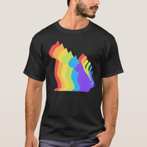 Cat Rainbow Gay Pride Cute Lgbt Animal Pet T_Shirt