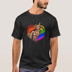 Cat Rainbow Heart Animal  Gay Lesbian Pride Lgbt T-Shirt