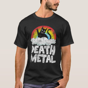 Cat Rainbow Heavy Metal Band Kids Goth Funny Death T-Shirt