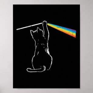 Cat Rainbow Light Cool Prism Science Spectral Men  Poster