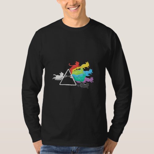 Cat Rainbow Prism Light Physics Science Spectral C T_Shirt