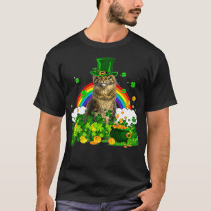Cat Rainbow Shamrock St Patricks Day Meowy Irish G T-Shirt
