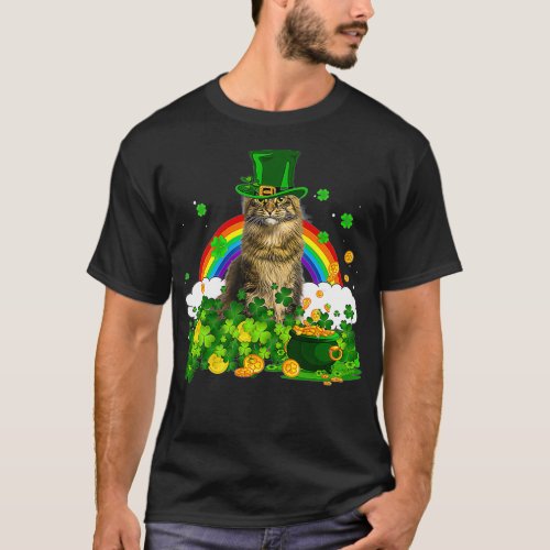 Cat Rainbow Shamrock St Patricks Day Meowy Irish G T_Shirt