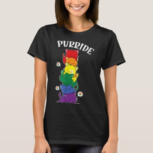 Cat Rainbow Sunglasses Gay Funny Pride LGBTQ Men W T_Shirt