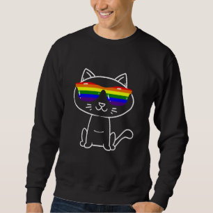 Cat Rainbow Sunglasses LGBTQ Pride Month Gay Lesbi Sweatshirt