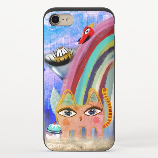Cat rainbow uncommon iPhone case (Back)