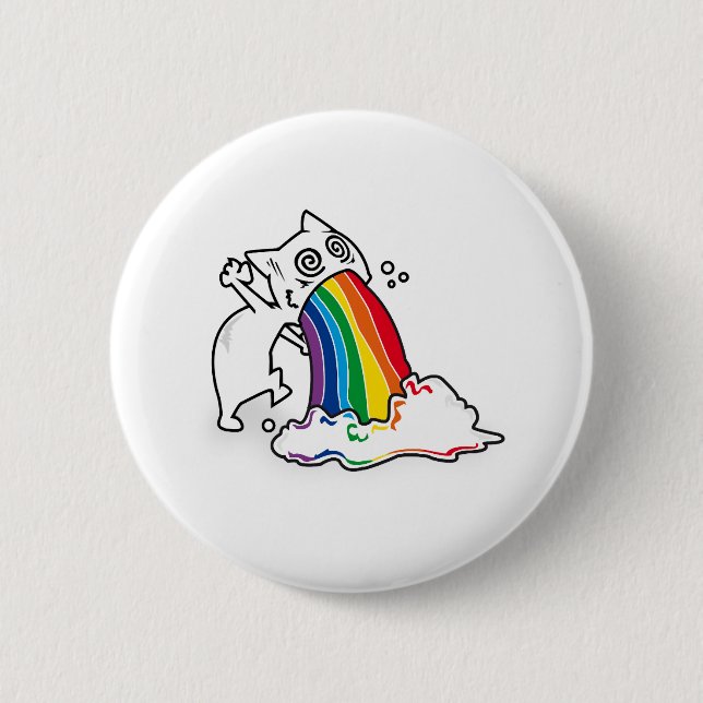 cat rainbow vomit button (Front)