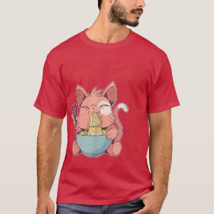 Cat Ramen Anime Noodles Kawaii Japanese Sketching  T-Shirt
