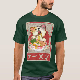 Cat Ramen Bowl Anime Japanese Noodles Kawaii Neko  T-Shirt