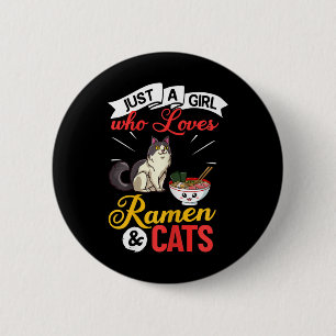 Cat Ramen Bowl Chicken Noodle Soup Japanese  Button