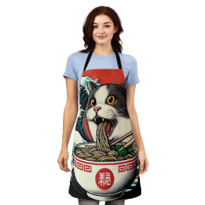 Cat Ramen Japanese Art Vintage Style Apron