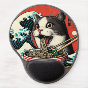 Cat Ramen Japanese Art Vintage Style Gel Mouse Pad