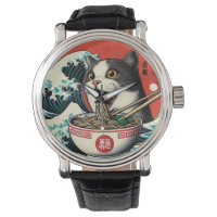 Cat Ramen Japanese Art Vintage Style