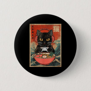 Cat Ramen Japanese Funny Graphic Kawaii Anime Button