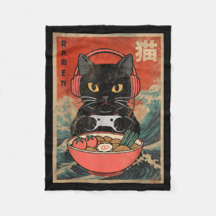 Cat Ramen Japanese Funny Graphic Kawaii Anime  Fleece Blanket