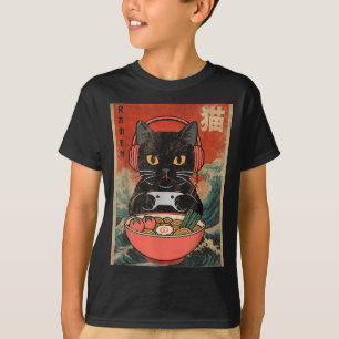 Cat Ramen Japanese Funny Graphic Kawaii Anime  T-Shirt