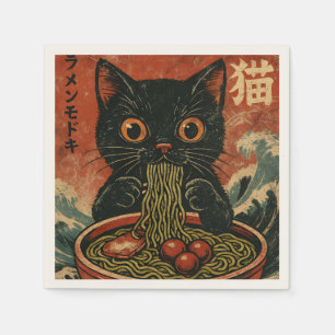 Cat Ramen Japanese Funny Graphic Kawaii Cat Anime Napkins