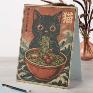 Cat Ramen Japanese Funny Graphic Kawaii Cat Anime Table Tent