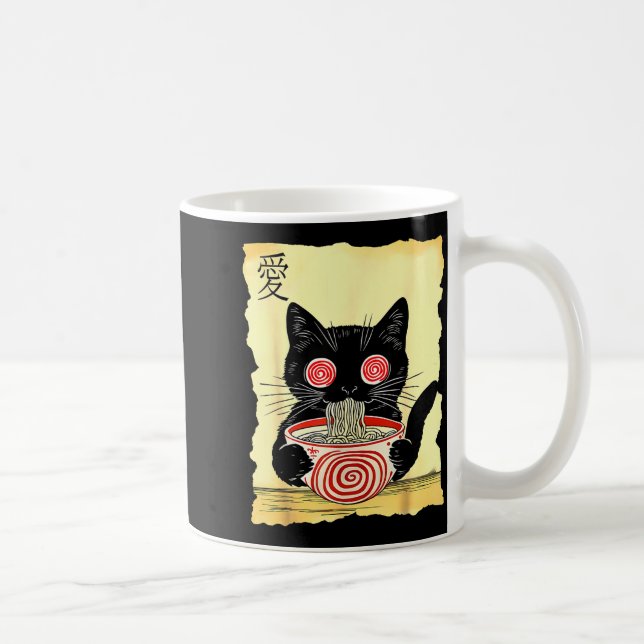 Cat Ramen Japanese Funny Graphic Tees Kawaii Anime Coffee Mug (Right)
