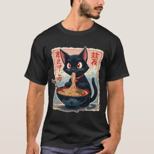 Cat Ramen Japanese Funny Graphic Tees Kawaii Cat A