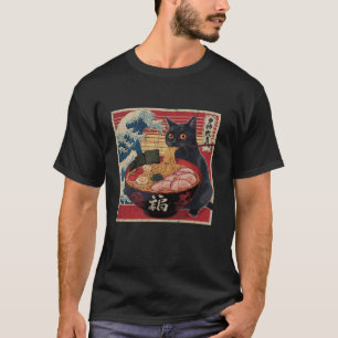 Cat Ramen Japanese Funny Graphic Tees Kawaii Cat A