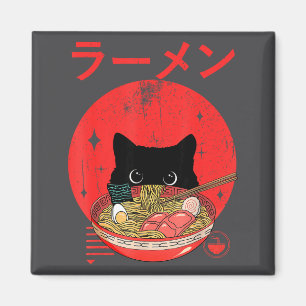 Cat Ramen Japanese Funny Graphic Tees Kawaii Cat A Magnet