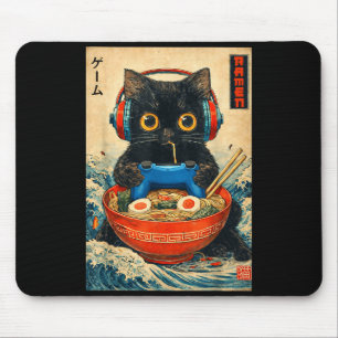 Cat Ramen Japanese Funny Graphic Tees Kawaii Cat A Mouse Pad