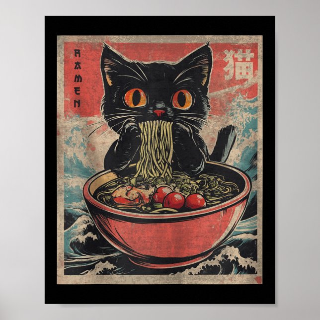 Cat Ramen Japanese Funny Kawaii Cat Graphic Mens G Poster (Front)