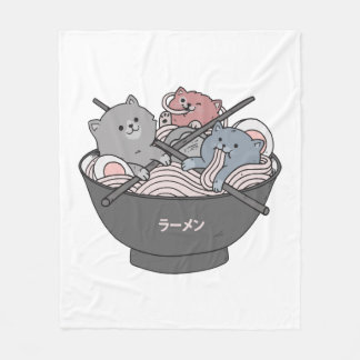 Cat Ramen Kawaii Fleece Blanket