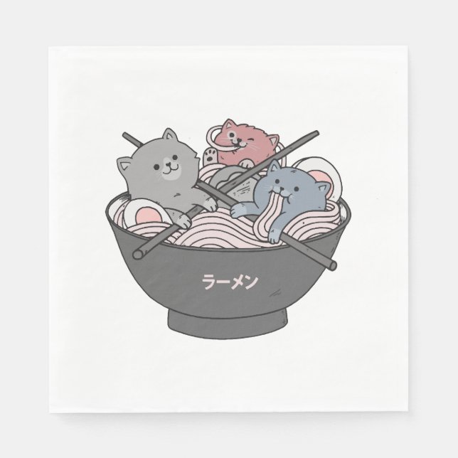 Cat Ramen Kawaii Napkins (Front)