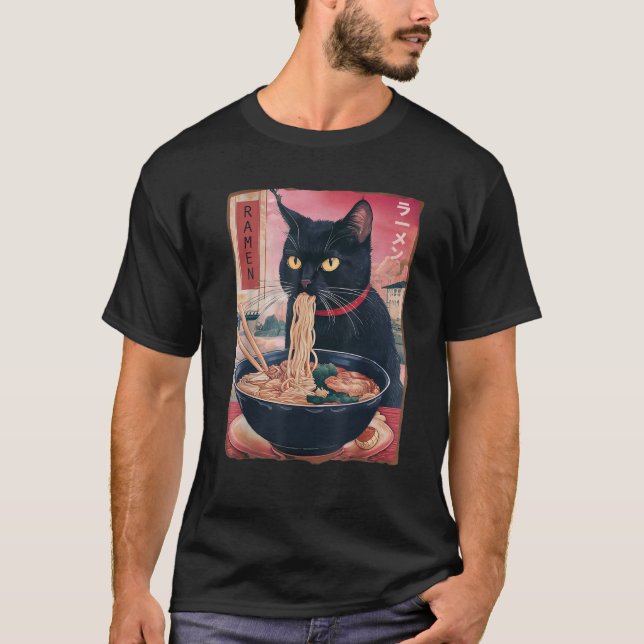 Cat Ramen Noodle Japanese Kawaii Anime Ramen Cat M T-Shirt (Front)