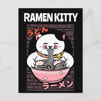 CAT RAMEN NOODLES SOUP CAT POSTCARD