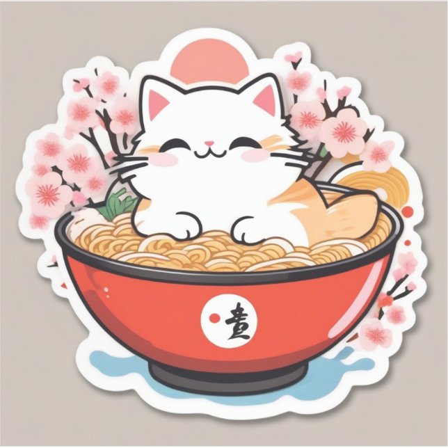 Cat ramen sticker (Front)