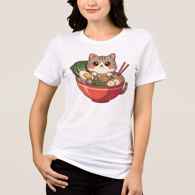 Cat Ramen T-Shirt  Tri-Blend Shirt (Front)