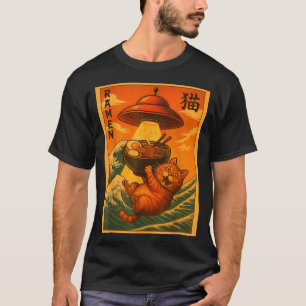 Cat Ramen Ufo Funny Japanese Anime Men Women Teens T-Shirt