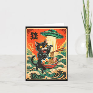 Cat Ramen Ufo Funny Japanese Anime Tee Men Women T Card