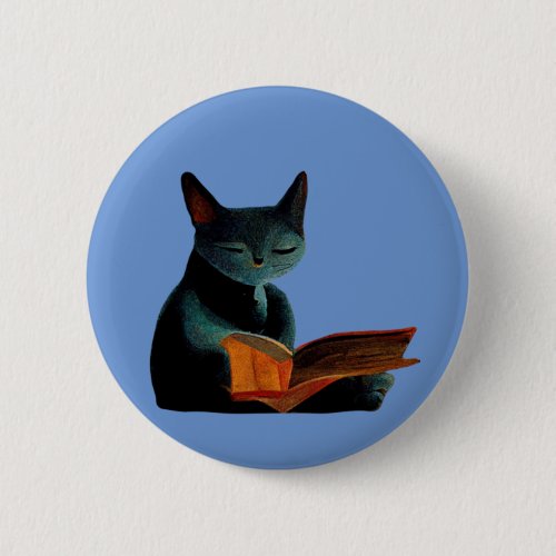 Cat reading a book button