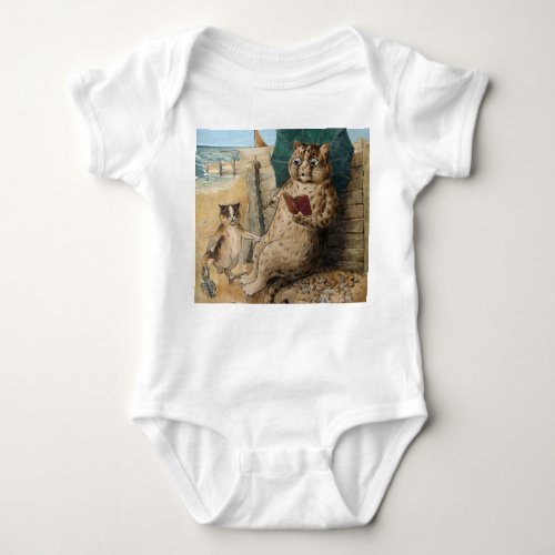 Cat Reading a Book by Louis Wain Baby Bodysuit