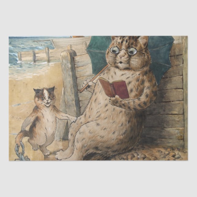 Cat Reading a Book by Louis Wain    Tissue Paper (Front)