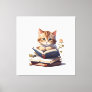 Cat reading a book canvas print
